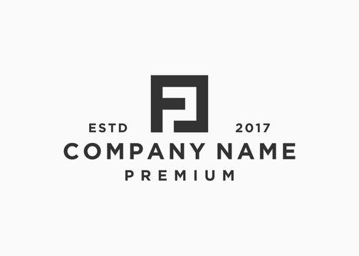 letter fp square logo design vector illustration template