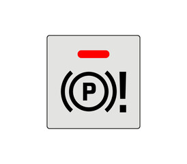 Icon of the car park button that remains closed. Car brake system button line. Illustration of modern car buttons. Editable line icon.
