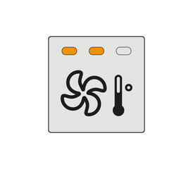 Automobile air conditioning degree fixing button. Car ventilation settings. Modern car sketch dashboard illustration. Editable line icon.