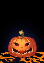 Obraz premium Halloween curved pumpkin Jack orange background illustration