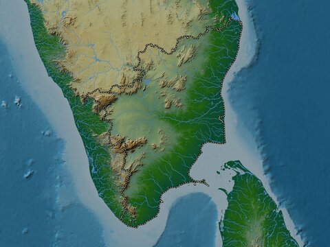 Tamil Nadu, India. Physical. No legend