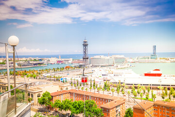 Barcelona with port Vell, Spain