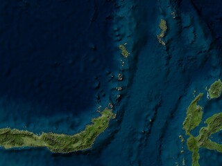 Sulawesi Utara, Indonesia. Low-res satellite. No legend