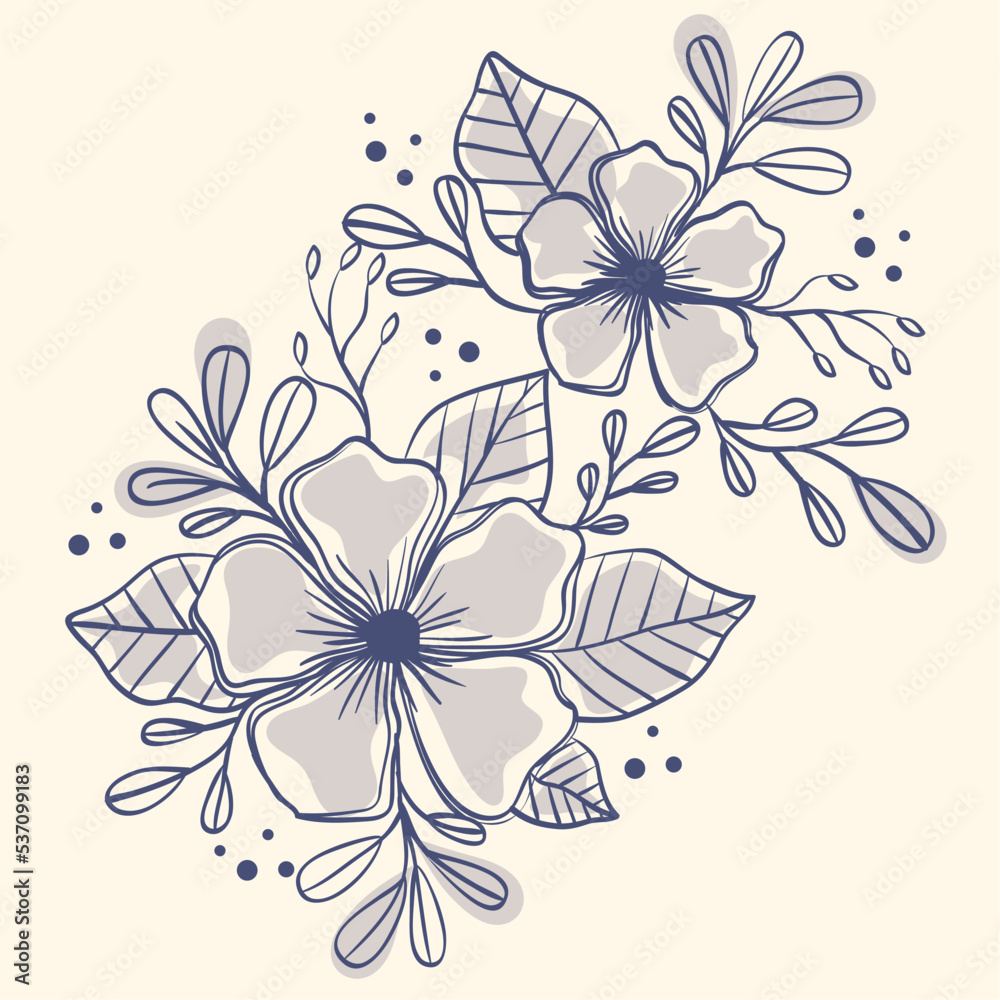 Canvas Prints flowers and leafs sketch decoration