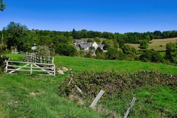 View of the village of Dront, municipality of Anost, Burgundy, France. Idyllic location amidst the fields and forests of the Morvan.  © HansWismeijer