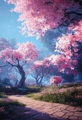beautiful sakura blossom background, cherry tree nature wallpaper