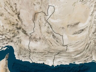Sistan and Baluchestan, Iran. Low-res satellite. No legend