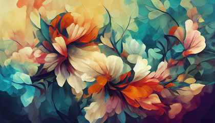 Abstract floral organic wallpaper background illustration - obrazy, fototapety, plakaty