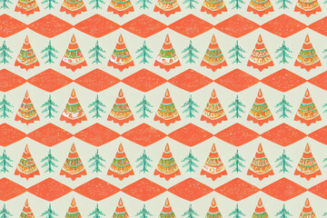 Christmas tree as seamless pattern as vintage background