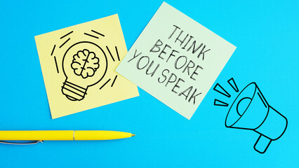 Think Before You Speak is shown using the text