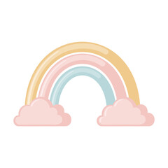 Cute rainbow icon in flat style isolated on white background.