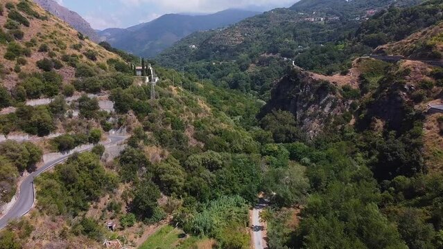 Aerial view over the valley near Fiumefreddo Bruzio, Calabria, Italy