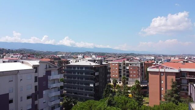Aerial view over the city of Rende, Cosenza, Italy