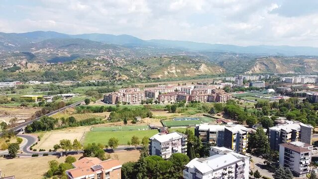 Aerial view over the city of Rende, Cosenza, Italy