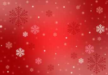 Fototapeta na wymiar Abstract christmas red background of snowflakes with defocused lights