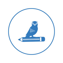 Education owl wisdom pencil icon | Circle version icon |