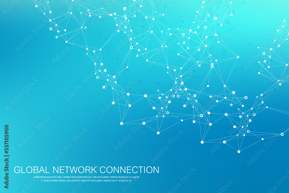 Aufkleber Global network connection concept. Social network communication in the global business. Big data visualization. Internet technology. Vector illustration.