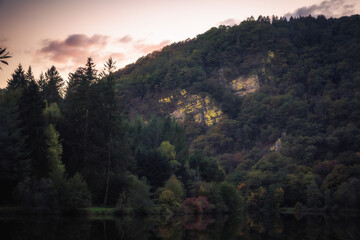 Enchanted Lovely Autumn Forest in the Fall of Saarland in Germany, Europe