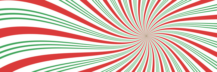 Vector Christmas background. Candy cane, lollipop pattern. Long horizontal banner.
