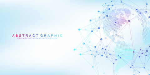 Global network connection concept. Social network communication in the global business. Big data visualization. Internet technology. Vector illustration.