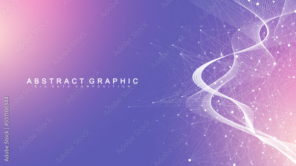 Aufkleber Digits abstract background with connected line and dots, web cover. Digital neural networks. Network and connection background for your presentation. Web graphic background. Vector illustration.