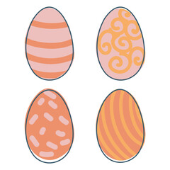 A set of Easter eggs. Festive sweets. Colored eggs in doodle style. Vector graphics isolated on white background.