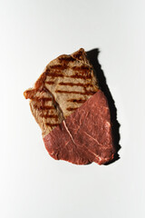 raw and cooked stake. befor after concept