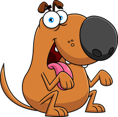 Happy Dog Cartoon Character Begging. Vector Hand Drawn Illustration Isolated On Transparent Background