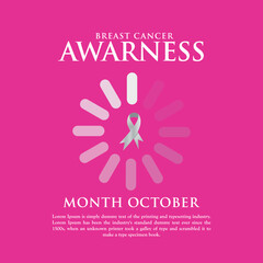 Clock with pink ribbon on clock face. Concept of Breast cancer awareness and social support. Symbol of world month fight against breast cancer. EPS10 vector