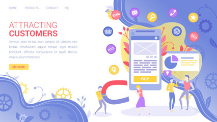 Team of marketers exploring customer base in mobile app. Attracting customers, proper digital marketing concept. Tool for successful business development. People work with online advertising