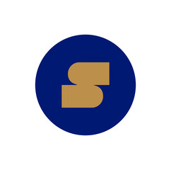 S letter icon on dark blue circle. S monogram.