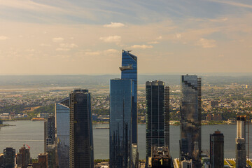 Gorgeous view of Manhattan's skyscrapers on cityscape background. New York. USA.