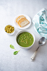 Spiced green peas spinach curry. Methi Matar Malai. Indian cuisine