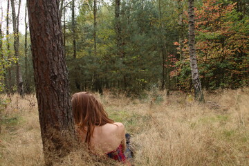girl in the forest  - obrazy, fototapety, plakaty