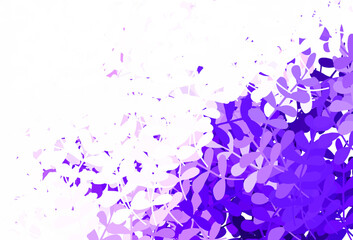 Light Purple vector doodle template with leaves.
