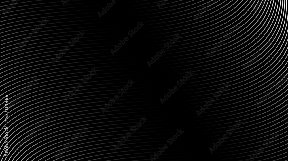 Poster Wavy lines background. Abstract stripes texture. Warped and curved lines wallpaper. Black minimalistic design template