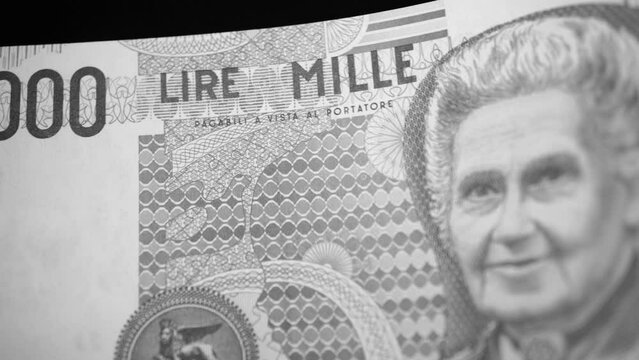 1000 Lire banknote with depicted Maria Montessori, educator, pedagogist, philosopher and doctor