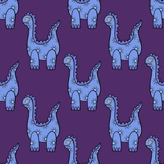 Naklejka premium Dinosaur animals seamless cartoon doodle monsters pattern for wrapping paper and kids clothes print and fabrics