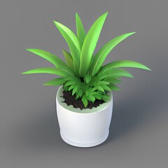 Isometric green plant in a pot