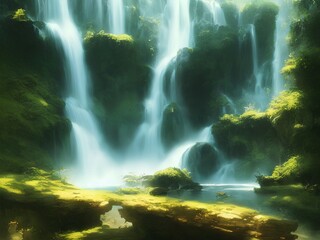 Fototapeta na wymiar Elven waterfall