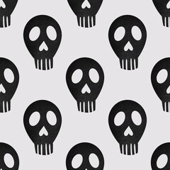 Halloween skulls seamless cartoon flower doodle pattern for wrapping paper and clothes print and kids and fabrics