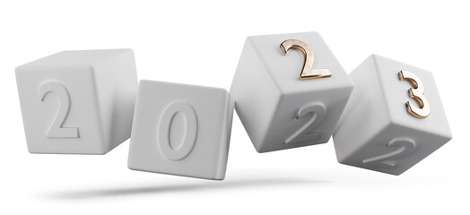 2023 as cubes dices 3d-illustration