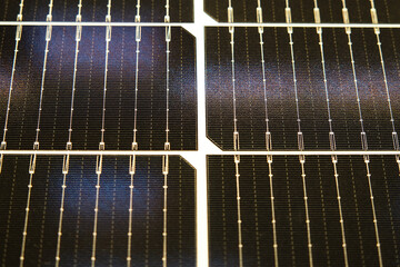detail of solar panel cell connections