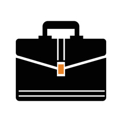 Suitcase carrying business paper icon | Black Vector illustration |