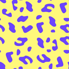 Fototapeta na wymiar Leopard pattern seamless yellow and purple. Leopard animal print. Color seamless background. Animal print pattern