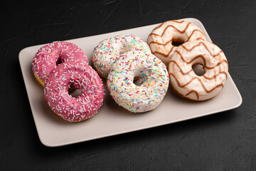 Donut, dessert donuts on a black background