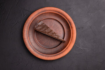 Cheesecake, sweet cheesecakes with different flavors on a black background