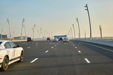 Road in Dubai with many lanes