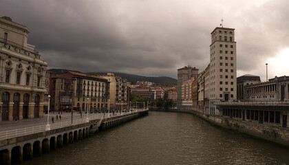 Fototapeta na wymiar Strret view of Bilbao, Spain