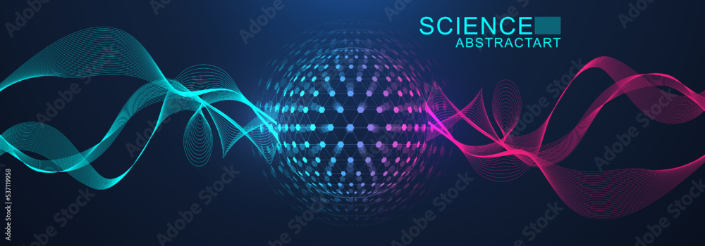 Poster quantum computing concept. quantum processing. artificial intelligence quantum computer technology .